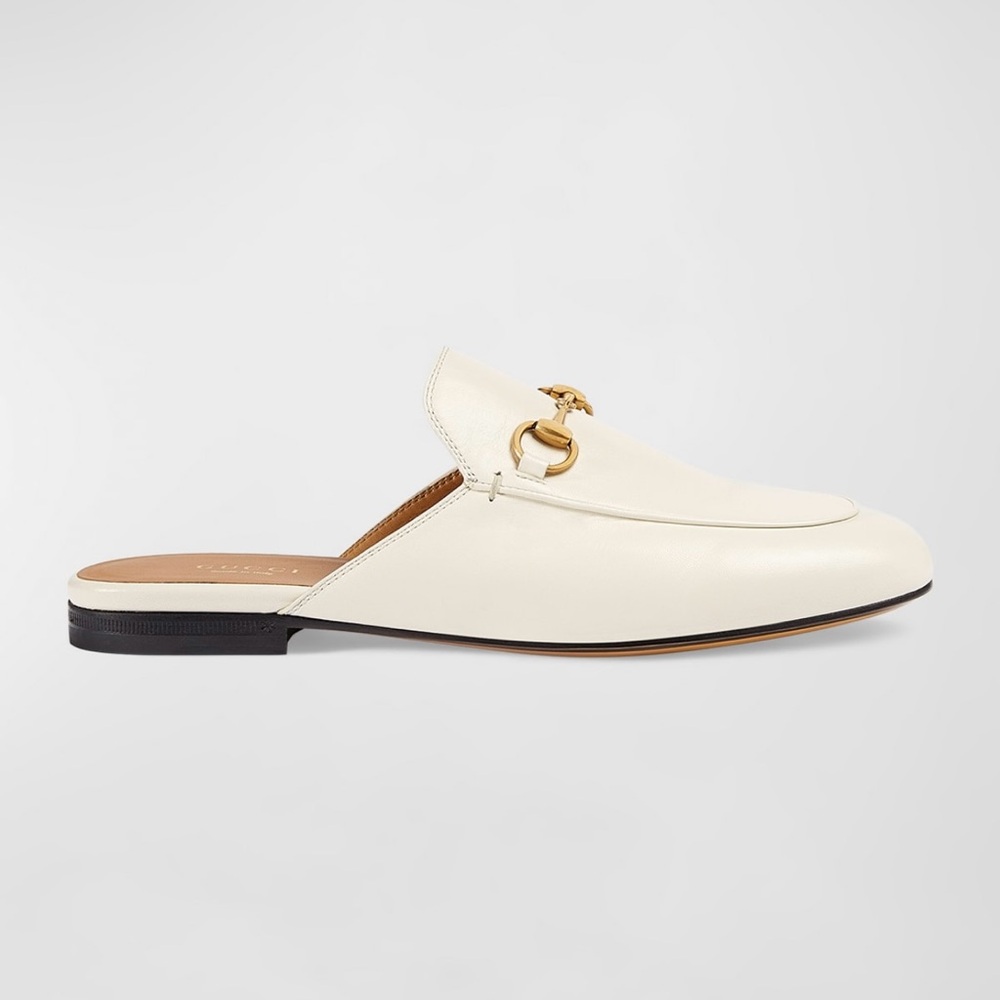 GUCCI PRINCETOWN Leather Mules - White - Size 7 US/ 37 EU